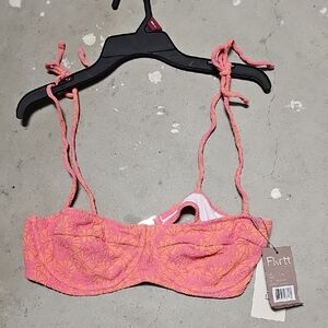 Nwt Flirtz Pink-Orange Floral Underwire Bikini Top #150